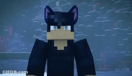 Minecraft Character Wearing Batman Mask Standing In Water GIF
