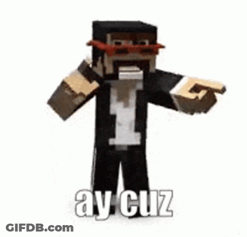 Minecraft Character Wearing Hat And Sunglasses Pointing GIF