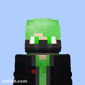 Minecraft Character With Green Hair And Black Jacket GIF