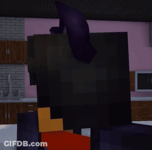 Minecraft Character With Purple Ear GIF