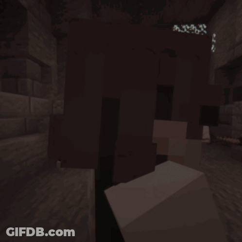 Minecraft Character With Purple Eye In Dark Room GIF