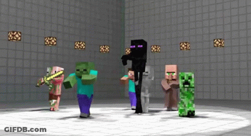 Minecraft Characters Dancing In Circle GIF