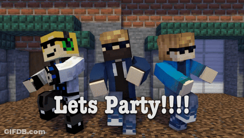 Minecraft Characters Dancing Lets Party GIF