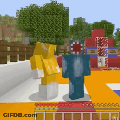 Minecraft Characters Standing On Carpet GIF