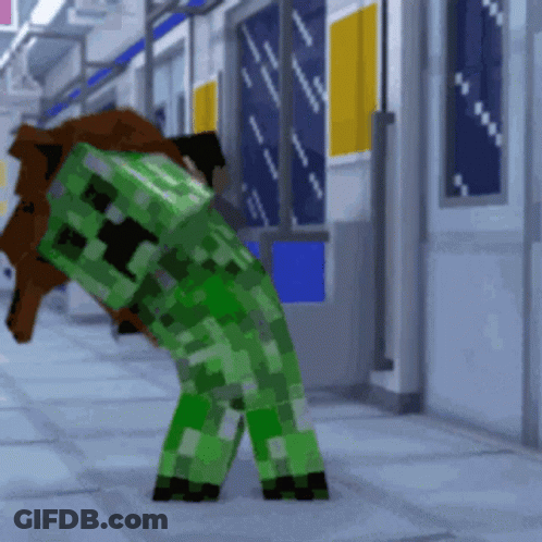 Minecraft Creeper In Subway GIF