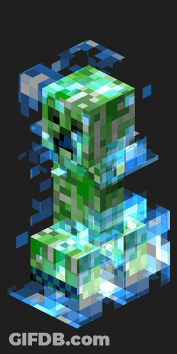 Minecraft Creeper Surrounded By Ice Cubes GIF