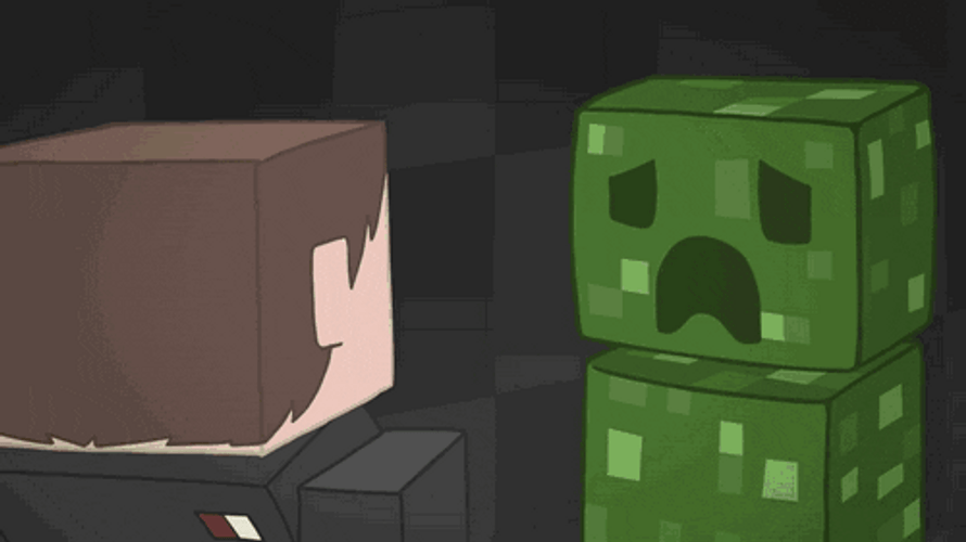 Minecraft Creeper Talking To A Man GIF
