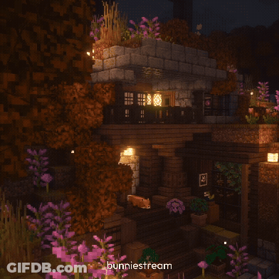 Minecraft House With Bunniestream GIF