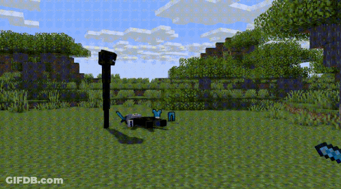 Minecraft Monster Lying With Sword GIF