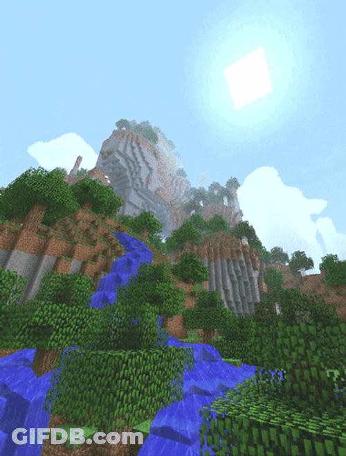Minecraft Mountain Waterfalls GIF