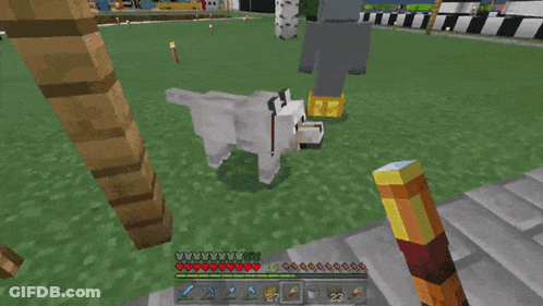 Minecraft Sheep Standing Next To Brick Wall GIF