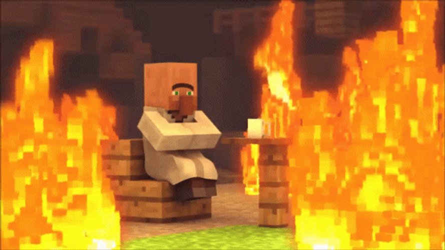 Minecraft Villager This Is Fine Meme GIF