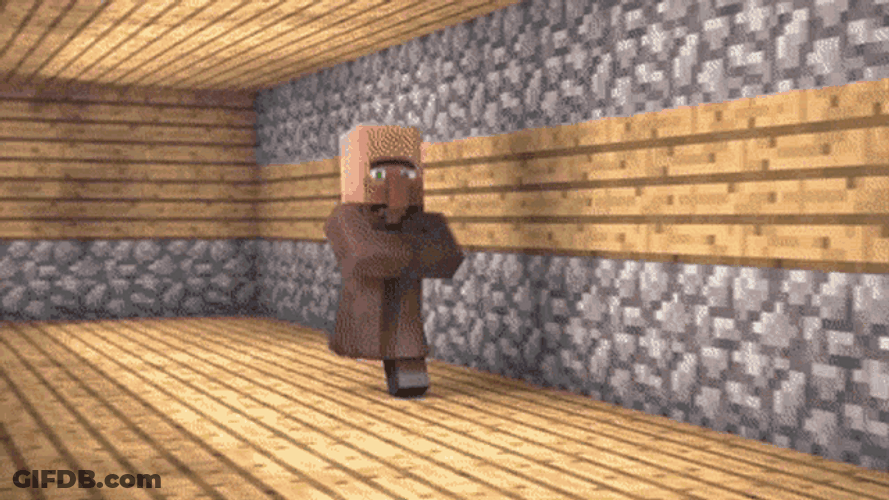 Minecraft Villagers Looking At Fire Button GIF