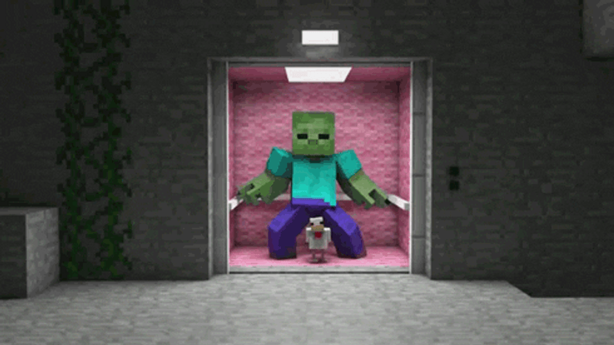 Minecraft Zombie And Chicken GIF