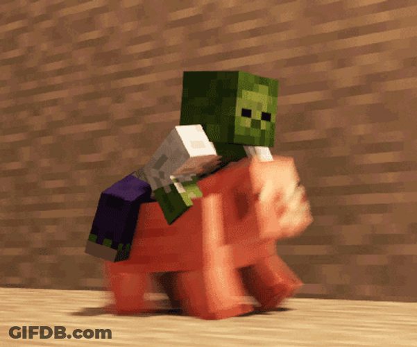 Minecraft Zombie Riding Pig GIF