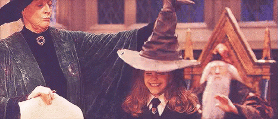 Minerva McGonagall Hermoine Granger Sorting Hat Scene GIF
