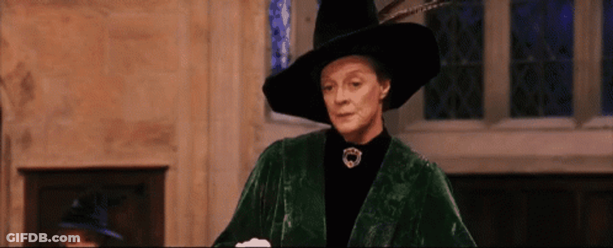 Minerva McGonagall Lifting Sorting Hat GIF