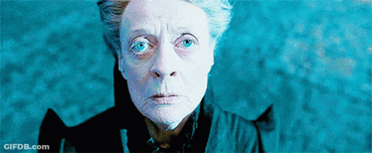 Minerva McGonagall Looking Up Startled Reaction GIF