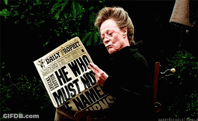 Minerva McGonagall Reading Broadsheet GIF