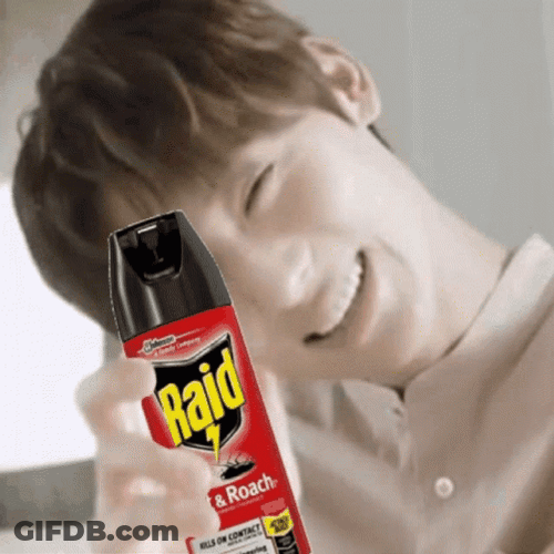 Minhyun Hold A Cockroach Spray GIF