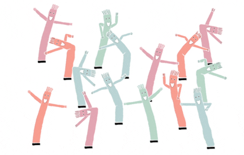 Mini Inflatable Tube Men Mob Dance GIF