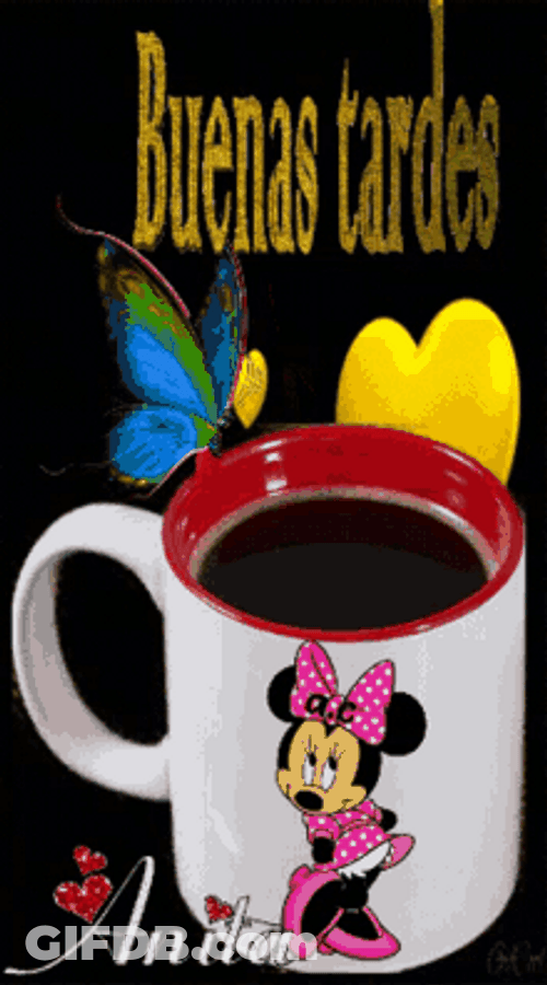 Mini Mouse Mug Black Coffee Buenas Tardes GIF