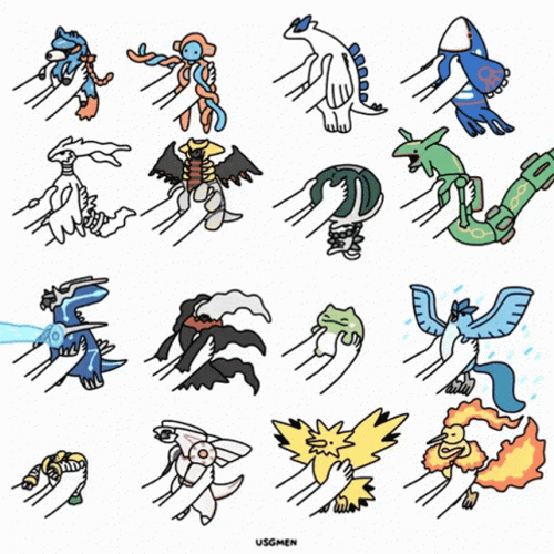Mini Rayquaza And Other Pokémon GIF