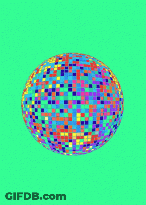 Minimalist Colorful Disco Ball GIF