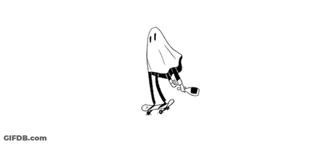 Minimalist Halloween Ghost Skateboard GIF