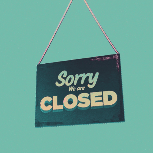 Minimalist Sorry We're Closed Falling Gloves GIF