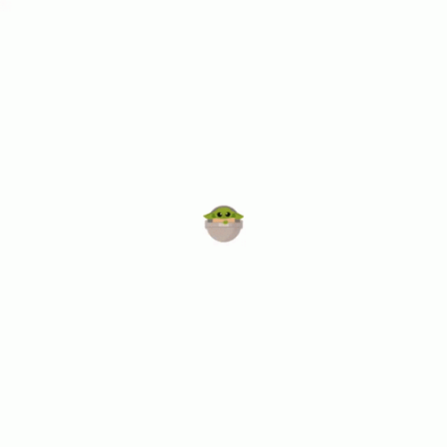 Minimalist Star Wars Baby Yoda Riding Hovering Pram GIF