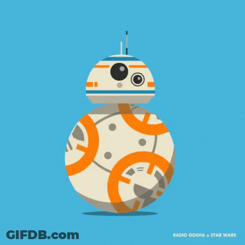 Minimalist Star Wars BB8 Robot Looking Around GIF