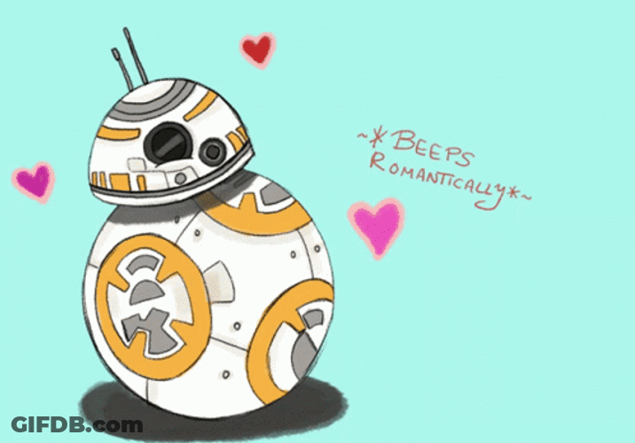 Minimalist Star Wars BB8 With Hearts GIF