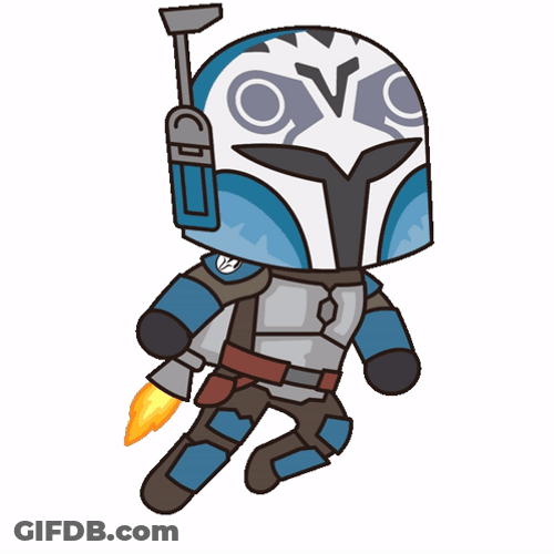 Minimalist Star Wars Bo Katan Kryze Flying GIF