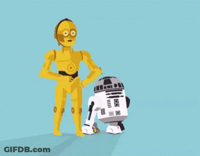 Minimalist Star Wars C3PO And R2D2 GIF