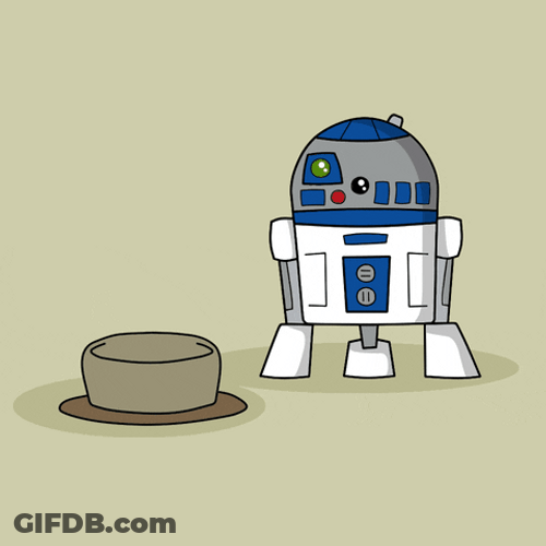 Minimalist Star Wars R2D2 Showing Hologram GIF