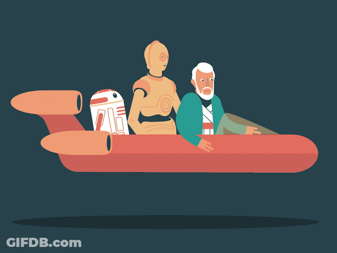 Minimalist Star Wars R2F1P C3PO Robots Jedi GIF
