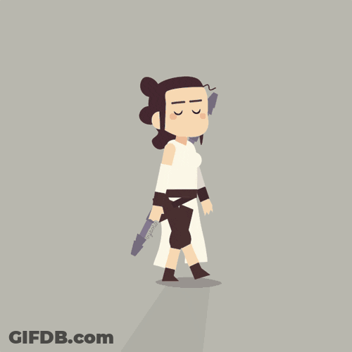 Minimalist Star Wars Rey And BB8 Robot GIF