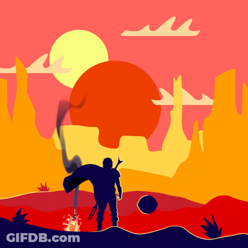 Minimalist Star Wars The Mandalorian At Sunset GIF