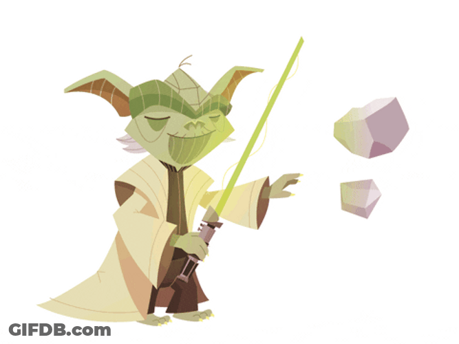Minimalist Star Wars Yoda Making Stones Float GIF