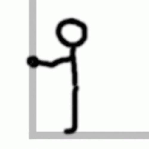 Minimalist Stick Figure Banging Head On Wall GIF