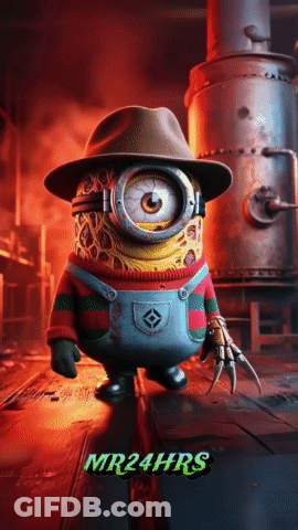 Minion Dressed As Freddy Krueger GIF