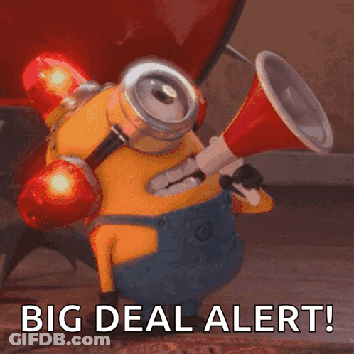 Minion Holding Megaphone Big Deal Alert GIF