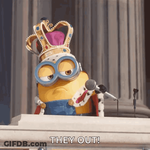 Minion In Crown And Robe Speaking GIF