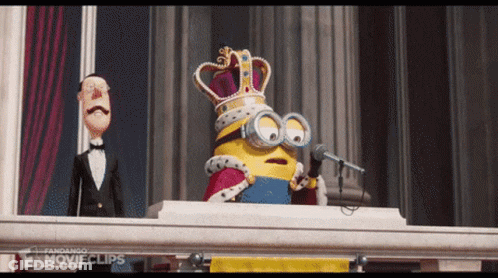 Minion In Crown Giving Speech GIF
