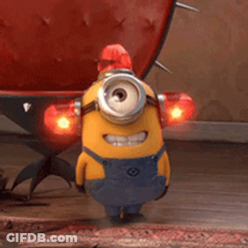 Minion In Overalls With Red Light GIF