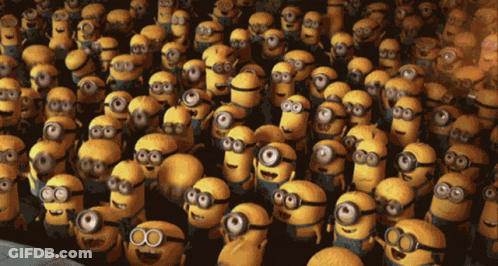 Minion In Overalls With Red Light On Ears GIF