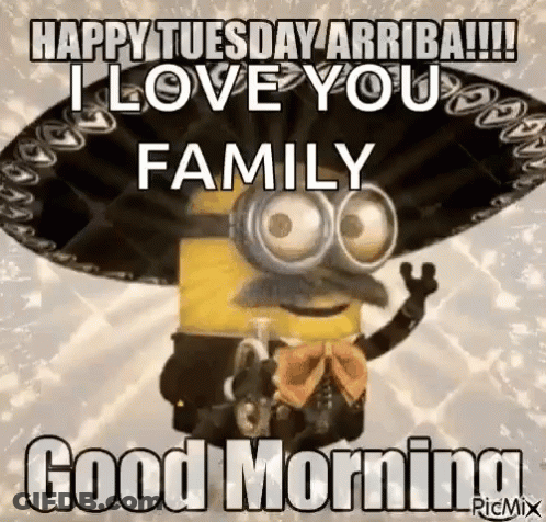 Minion In Sombrero And Sunglasses Saying Happy Tuesday GIF