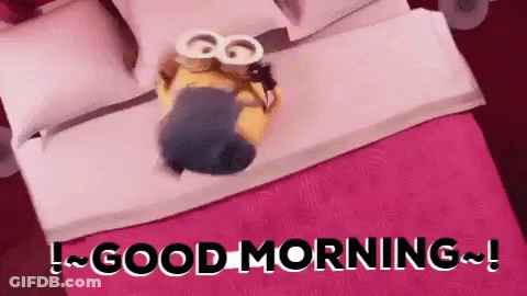 Minion Laying On Bed Saying Good Morning GIF