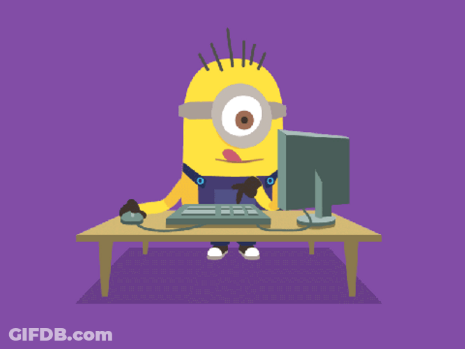 Minion On A Computer Typing An Update GIF